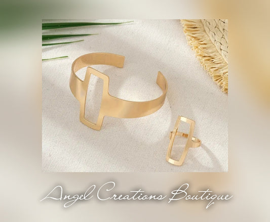 Rectangle Cut Bracelet & Ring set