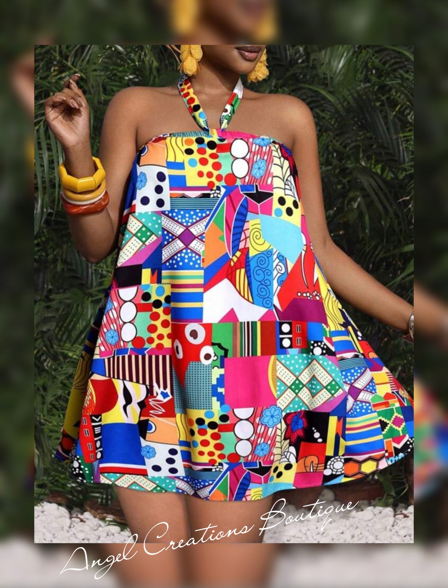 Color Pop Halter Mini Dress