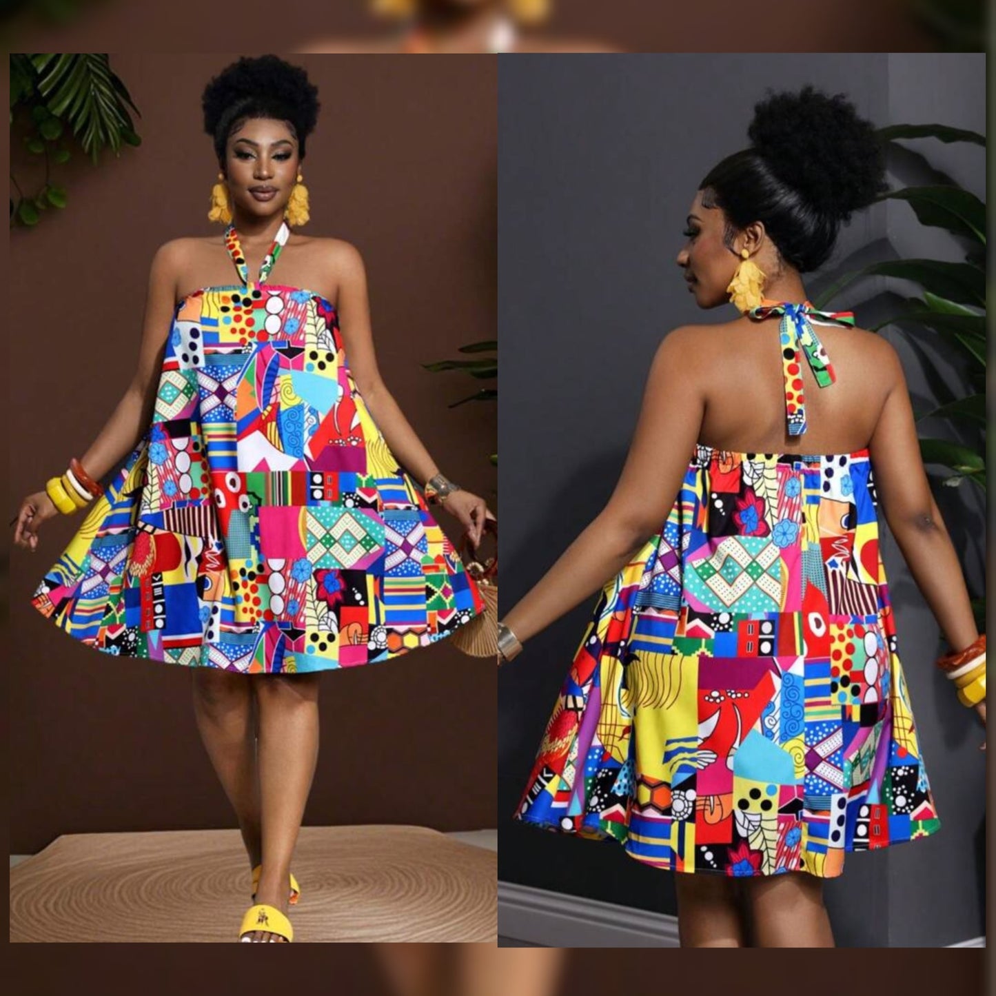 Color Pop Halter Mini Dress