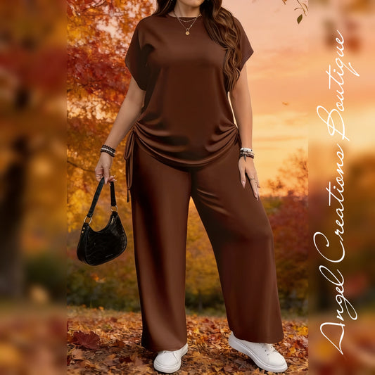 Cocoa Chic Ruched Two-Piece Set