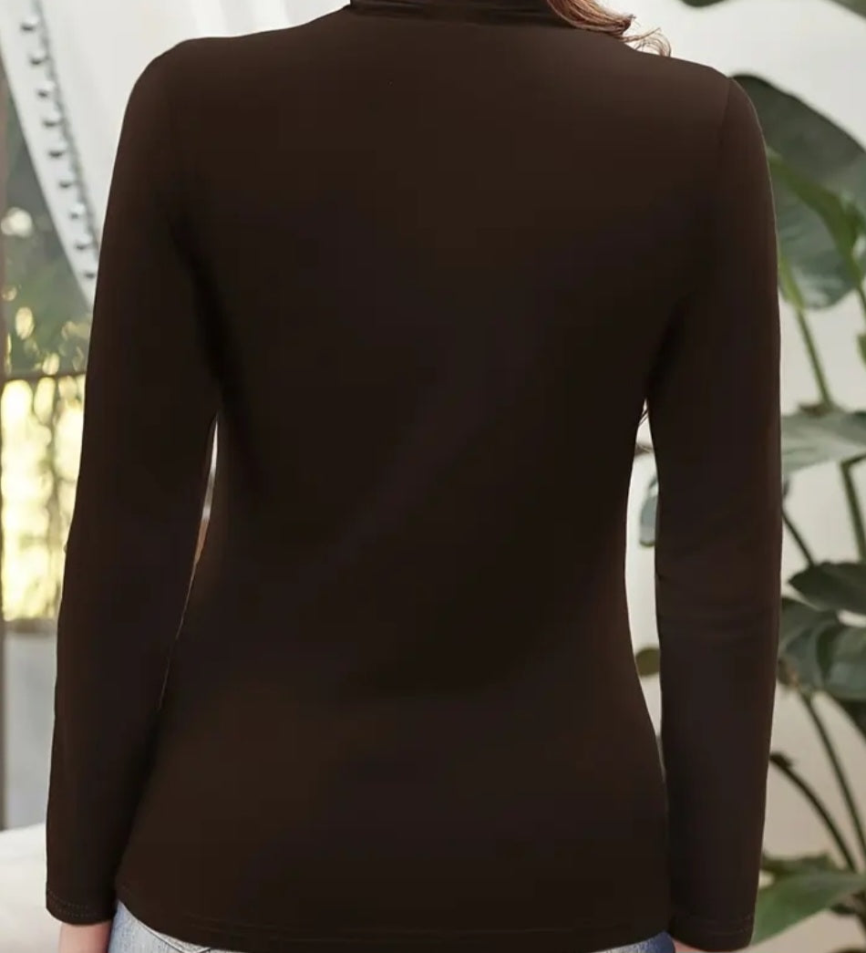 Brown Suga Ruched Mock Blouse