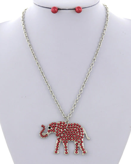 Rhinestone Elephant necklace set